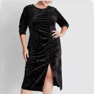 Black Velvet dress - Rouched and Open Back